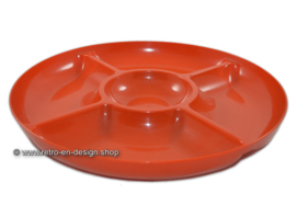 Ronde vintage plastic snackschaal, oranje