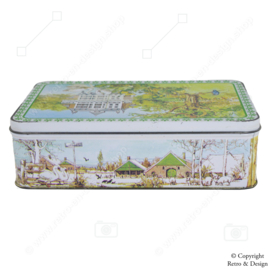 "Vintage Verkade Cookie Tin with Dutch Landscapes and Houses"