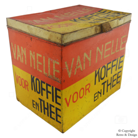 Icono de Lata de Tienda Van Nelle para Café y Té (1930-1935): Diseño Holandés e Historia del Café en Uno