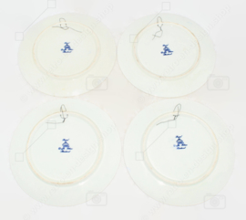 Komplettes Set aus vier Porzellan-Wandtellern Royal Delft Blau vier Jahreszeiten Frühling, Sommer, Herbst, Winter