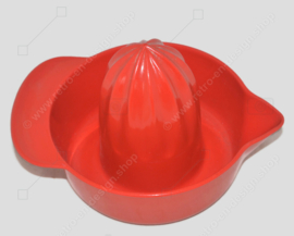 Vintage plastic 1970s hand lemon squeezer made by Emsa in red/white