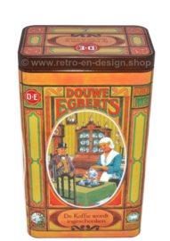 Set of two retro tins by Douwe Egberts with nostalgic images