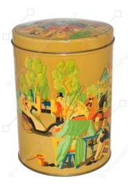 Large nostalgic tin with a romantic performance around travellers and diligence