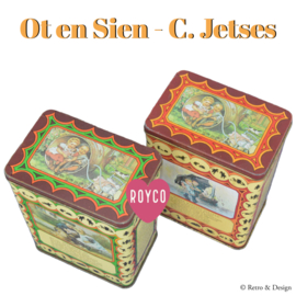 Vintage set of two tins for Royco soup with images of Ot en Sien by C. Jetses