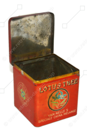 Vintage tin cube for Lotus tea - Van Nelle's Special China Melange