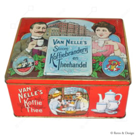 "Bring Nostalgia to Life: Vintage Van Nelle's Steam Coffee Roastery and Tea Trade Tin"