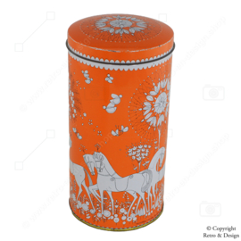 Vintage Verkade Biscuit Tin: Orange Tin with Retro Decor from the 1950s-'70s