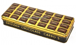 Lata rectangular Vintage Driessen Chocolade Carros, años 20, años 30