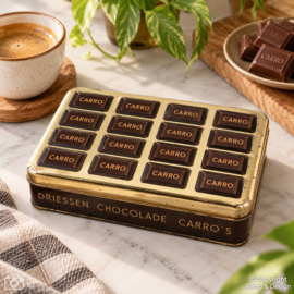 Vintage Driessen Carro’s chocoladeblik – reliëfdeksel