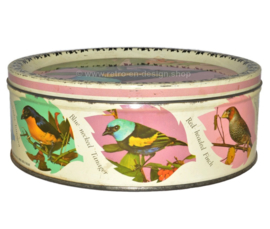 Seltene Vintage Bonbondose von Mackintosh mit Bildern von verschiedener Singvögeln