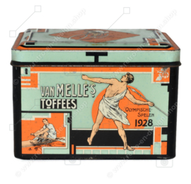 Lata vintage rectangular para toffees de Van Melle "Olympic Games 1928"