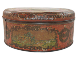 Antique round tin candy drum by Van Melle