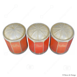 Vintage set of aluminium canisters for coffee, tea and sugar