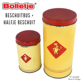 Verblifa Vintage Crème Biscuit Tins Set in Shabby Chic Condition - A Touch of Bolletje Nostalgia
