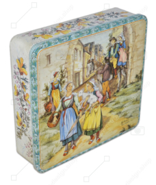 Lata de galletas vintage de Massily France con imagen de Henriot Quimper