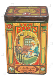 Coffee tin by Douwe Egberts with nostalgic images