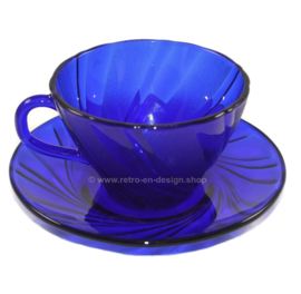 Duralex Rivage cobalt blau, Tasse und Untertasse