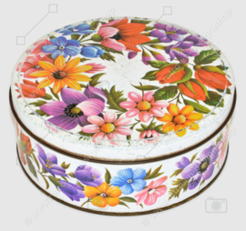 Vintage ARK round biscuit tin with floral decor