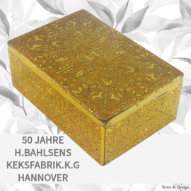 Lata de galletas vintage de aniversario Bahlsen – 50 años de la fábrica de galletas H. Bahlsen (1939)