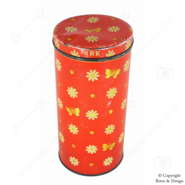 Vintage Red ARK Rusk Tin: Timeless Charm with Flowers and Butterflies