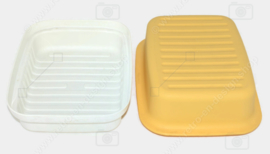 Vintage Tupperware Cracker o Sandwich Server en amarillo / blanco