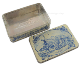 Caja de galletas de Verkade con imagen azul de Delft