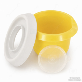 Bol Mélangeur Vintage Tupperware avec Couvercle Anti-Éclaboussures – Jaune / Blanc