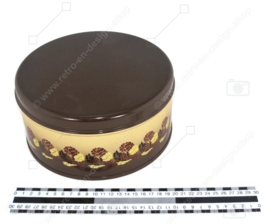 Vintage Brabantia biscuit tin with Batique decor, stylized flower pattern in beige and brown