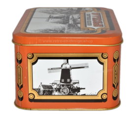 Boîte étain vintage pour spéculums de S.R.V. service laitier avec photos de moulins