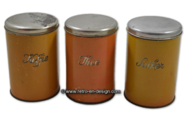 Vintage conjunto de latas Koffie, Thee, Suiker