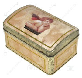 Vintage tin with an image of an angel, cherub or putti by Rafaël