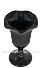 Black sorbet glass or sundae on foot, by Arcopal France