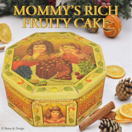Große achteckige Vintage Blechdose für Mommy's Rich Fruity Cake