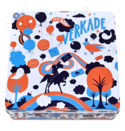 Square biscuit tin on the occasion of 125 years of Verkade