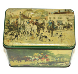 Vintage Teedose von 'De Gruyter' mit Bildern einer englischen Fuchsjagd