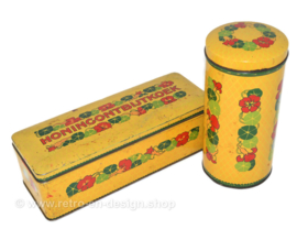 Brocante conjunto de latas Verkade con decoración de capuchinas