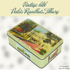 Caja de Lata Vintage Única de Tilburg (1950-1960) con el Ayuntamiento Palacio, Tilburg