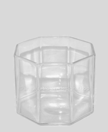 Jarrón vintage pequeño ancho de vidrio transparente de Arcoroc France, Octime-clear