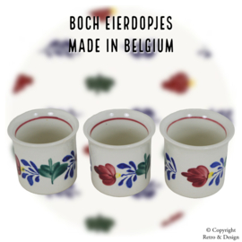"Vintage Boch Boerenbont Egg Cups Set: Colorful and Charming from the 70s-80s!"