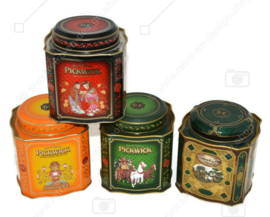 Set of four vintage tea tins for Pickwick Tea by Douwe Egberts