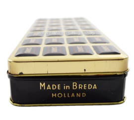 Elongated tin with embossed lid for Carros, chocolates by DRIESSEN