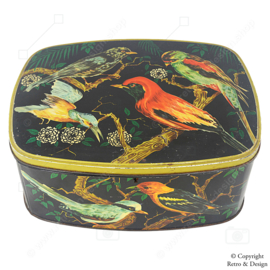 Large Vintage Tin with Tropical Birds by Etabl. J. Schuybroek (1960-1970)