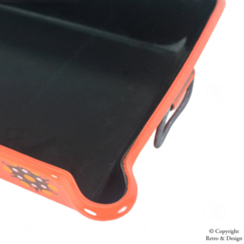 Heavy-Duty Vintage Enamelled Metal Brabantia Roasting Pan in Orange with Star Pattern