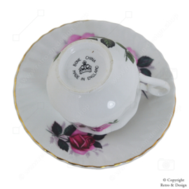 Tasse à thé en Bone China Vintage avec sous-tasse (Roses roses) – Fabriqué en Angleterre