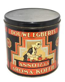 Round stock tin for coffee by Douwe Egberts anno 1753 aroma coffee