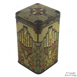 Boîte de rangement carrée pour thé au design Art Déco emblématique (1920-1939)