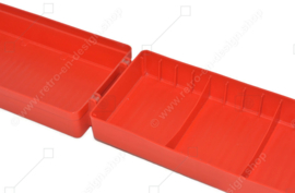 Vintage red plastic cassette holder, storage box for 12 cassette tapes