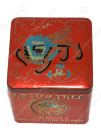 Vintage blikken kubus voor  Lotus thee - Van Nelle's Speciale China Melange