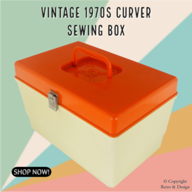 "Boîte à couture Vintage Curver des années 1970 - Complète avec Accessoires pour un Plaisir Créatif Instantané !