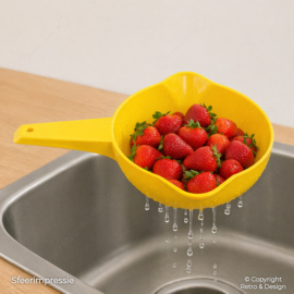 Tupperware Colador de Mano Amarillo 28,5 cm – Colador Vintage con Asa – Años 70